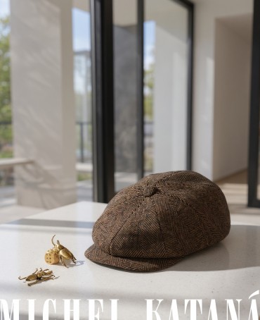 Кепка с козырьком, 8ми-клинка Мужская-Унисекс TWEED EDINBURG TERRELLE из твида (Плотная Костюмно-Блейзерная ШЕРСТЬ) TWEED.8-EDINBURG/TERRELLE